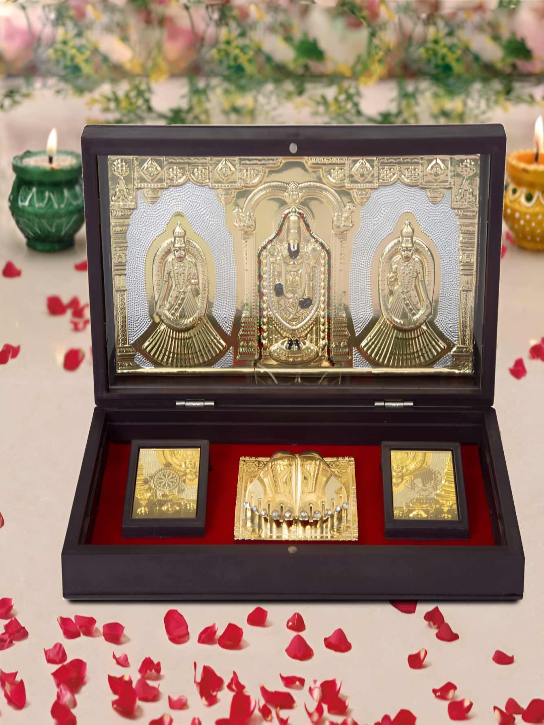 

INTERNATIONAL GIFT Gold Plated Karat Bala Ji God Idol With Charan Paduka