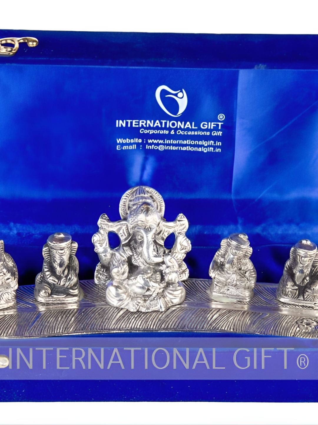 

INTERNATIONAL GIFT Silver Toned Musical Ganesh God Brass Idol Showpiece With Box