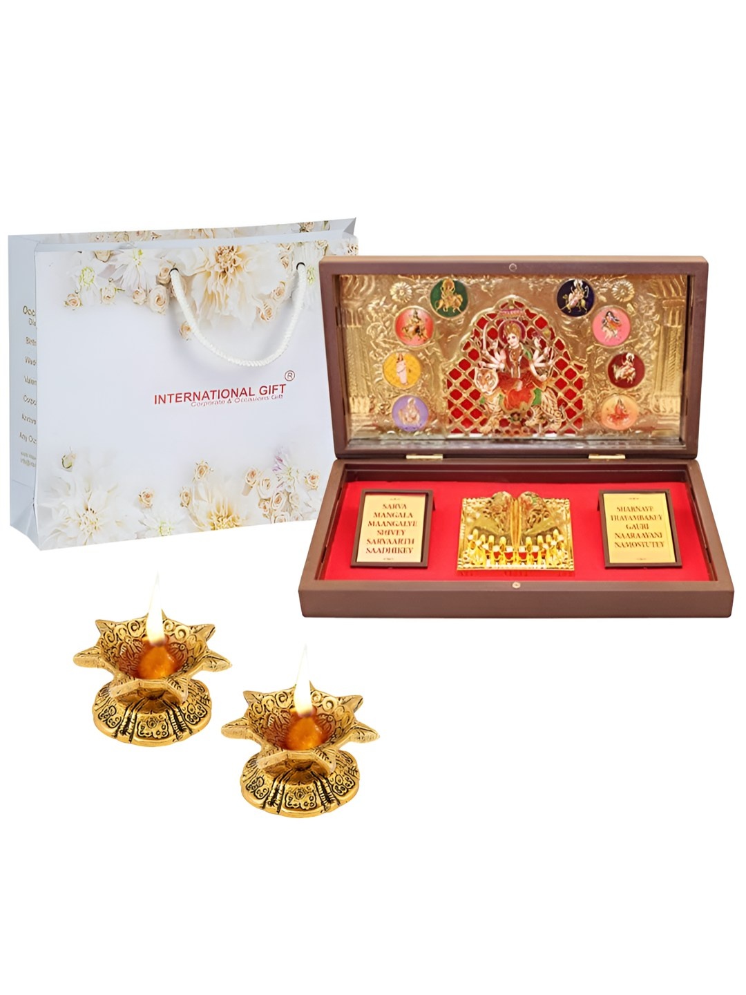 

INTERNATIONAL GIFT Durga Maa God Idol With Charan Paduka, Gold