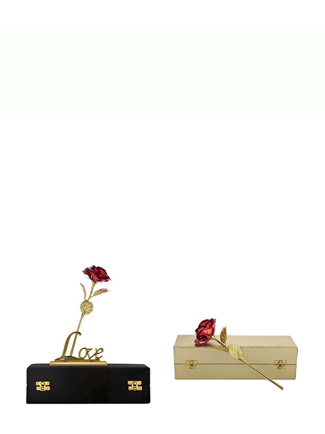 

INTERNATIONAL GIFT Textured Rose With Love Stand & Rose Flower, Gold