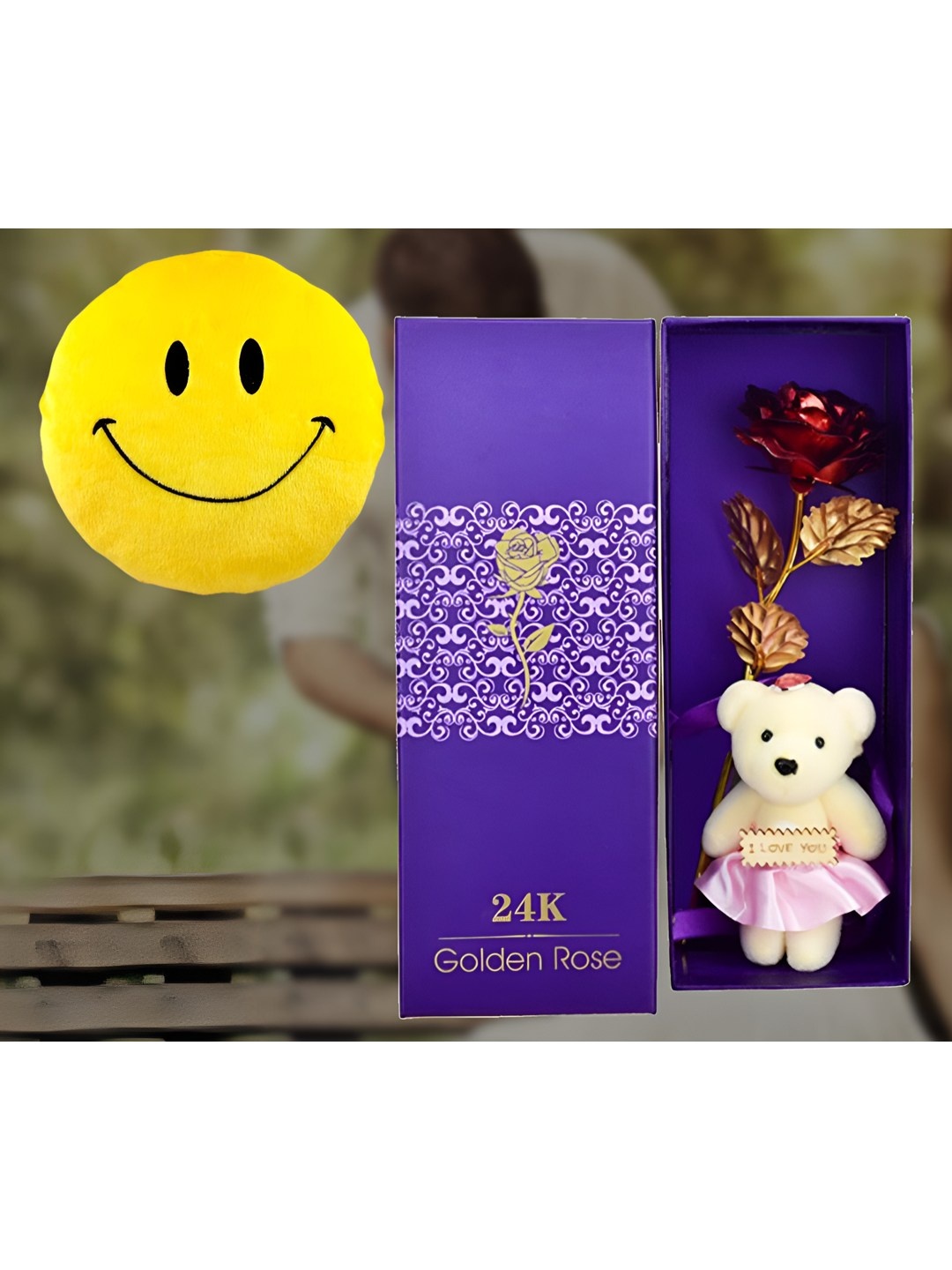 

INTERNATIONAL GIFT Red Rose Flower With Teddy Gift Set
