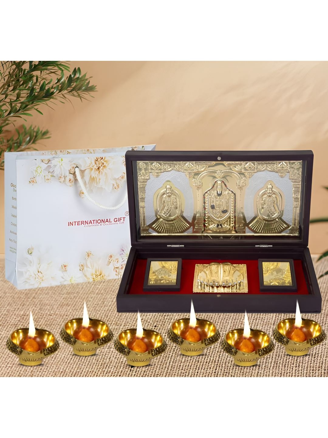 

INTERNATIONAL GIFT Textured Tirupati Balaji God Idol With Charan Paduka, Gold
