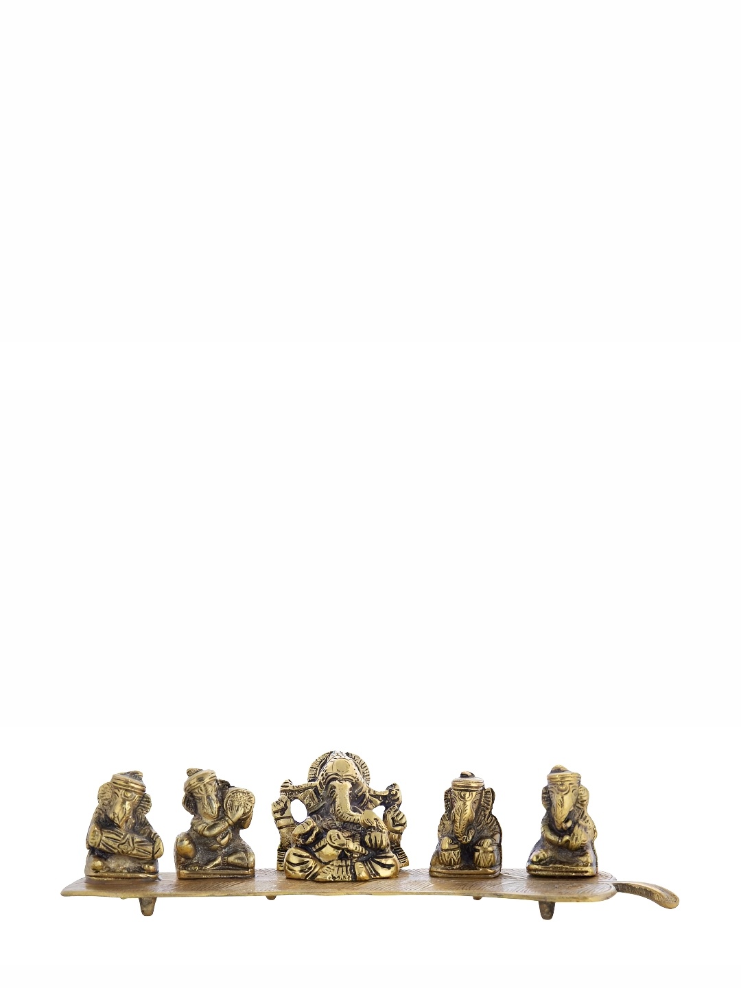 

INTERNATIONAL GIFT Gold Toned Musical Ganesh God Brass Idol Showpiece