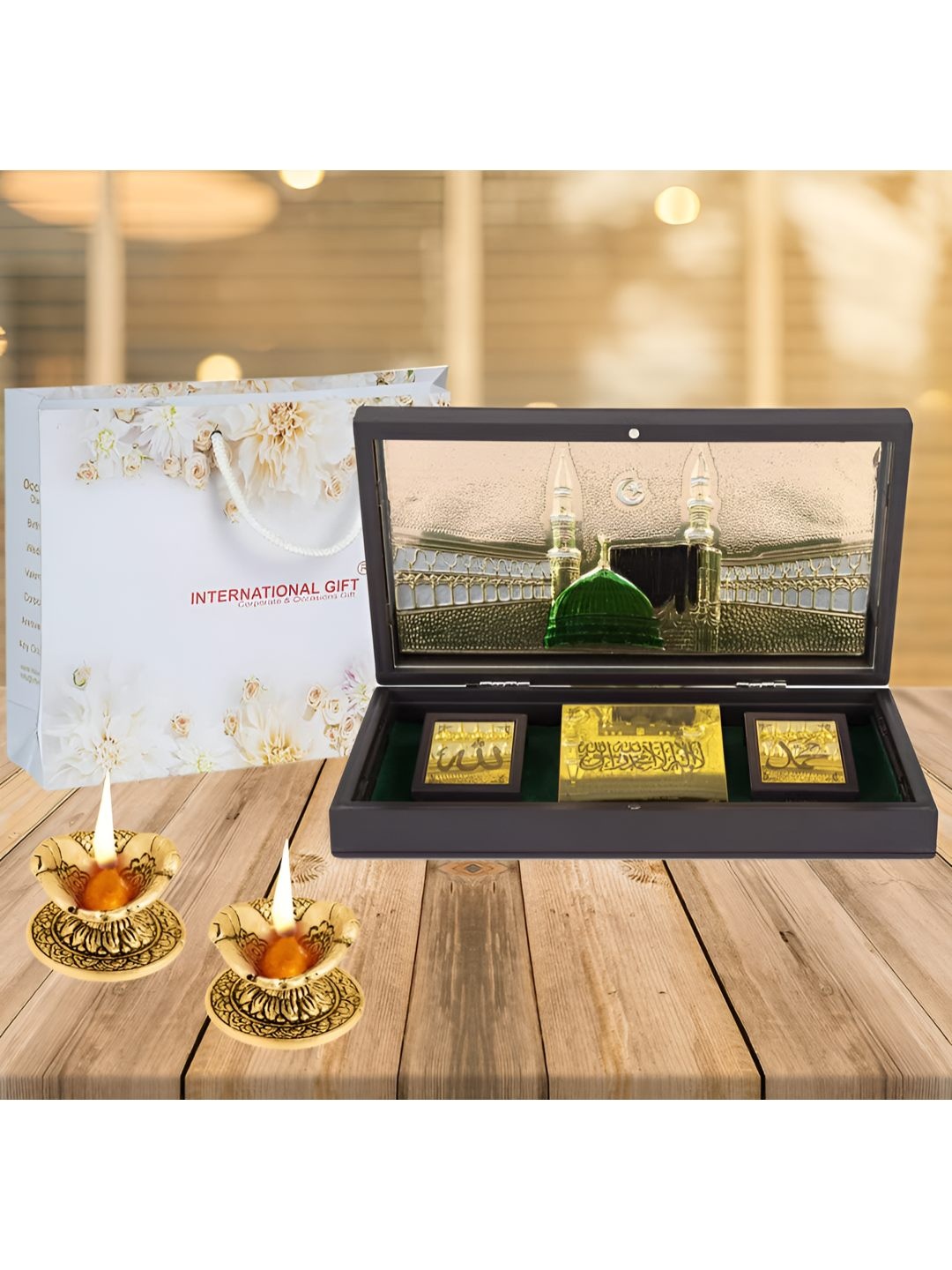 

INTERNATIONAL GIFT Allah God Idol With Massage Paduka, Gold
