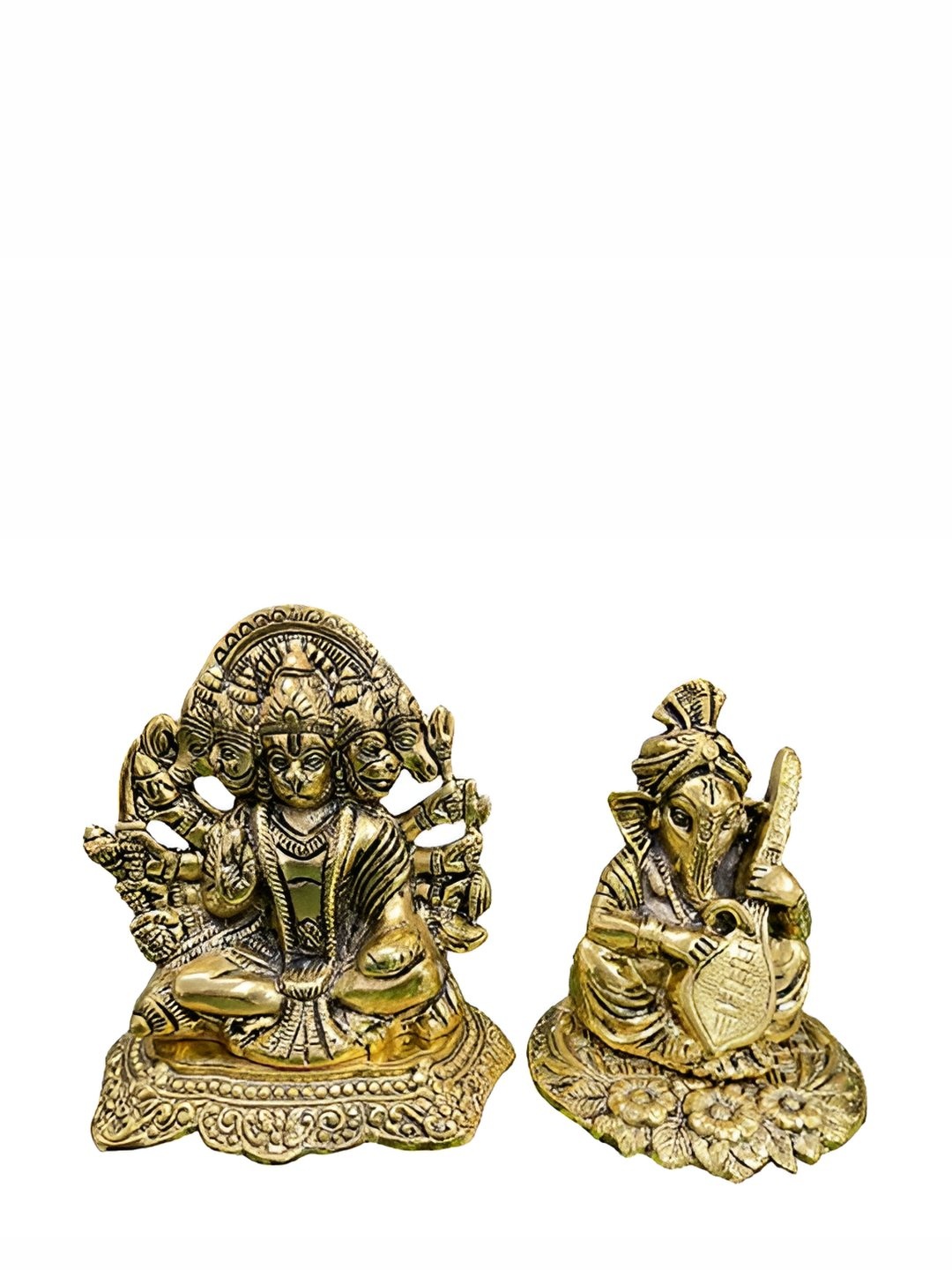 

INTERNATIONAL GIFT Gold Toned 5 Mukhi Hanuman & Ganesha Idol