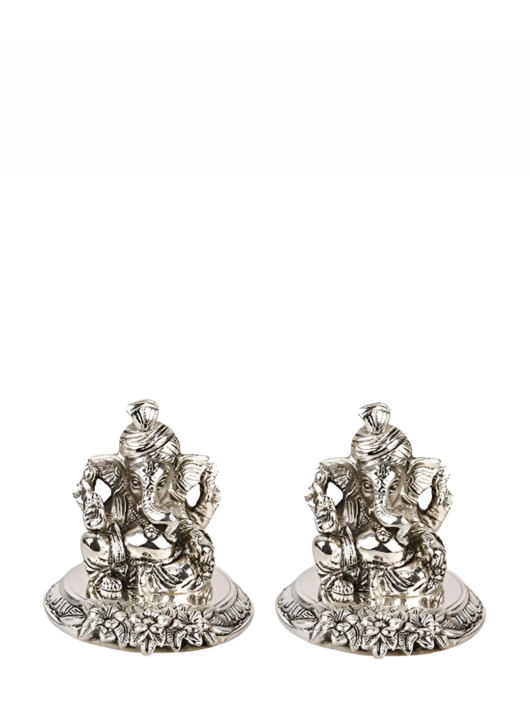 

INTERNATIONAL GIFT Silver Toned Pagdi Ganesh Idol Home Gift Set