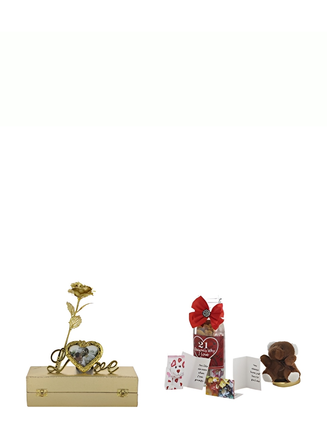 

INTERNATIONAL GIFT Brown & Gold Toned Rose With Greeting Card Inside Message Bottle