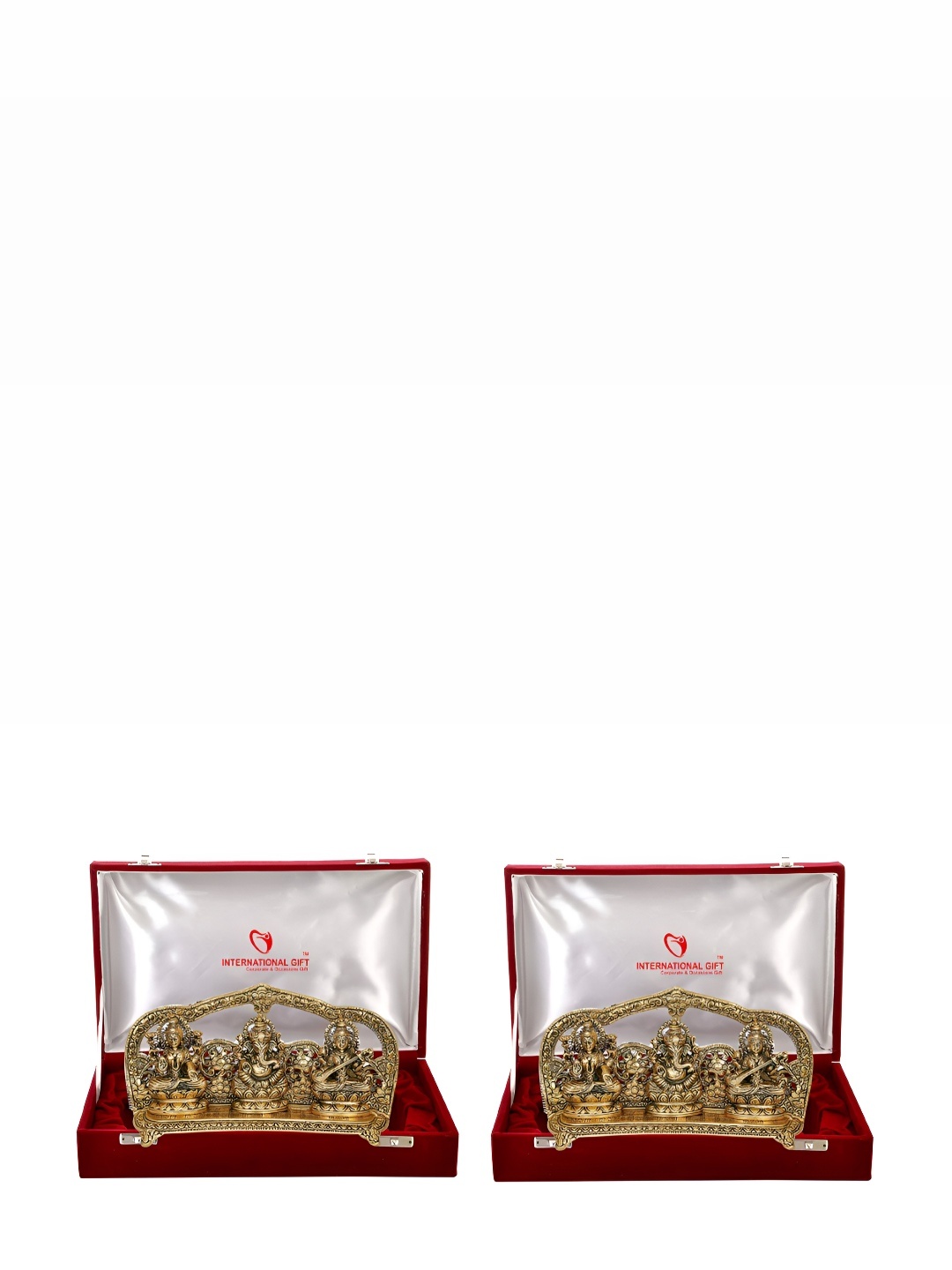 

INTERNATIONAL GIFT Laxmi Ganesh Saraswati God Idol Statue, Gold