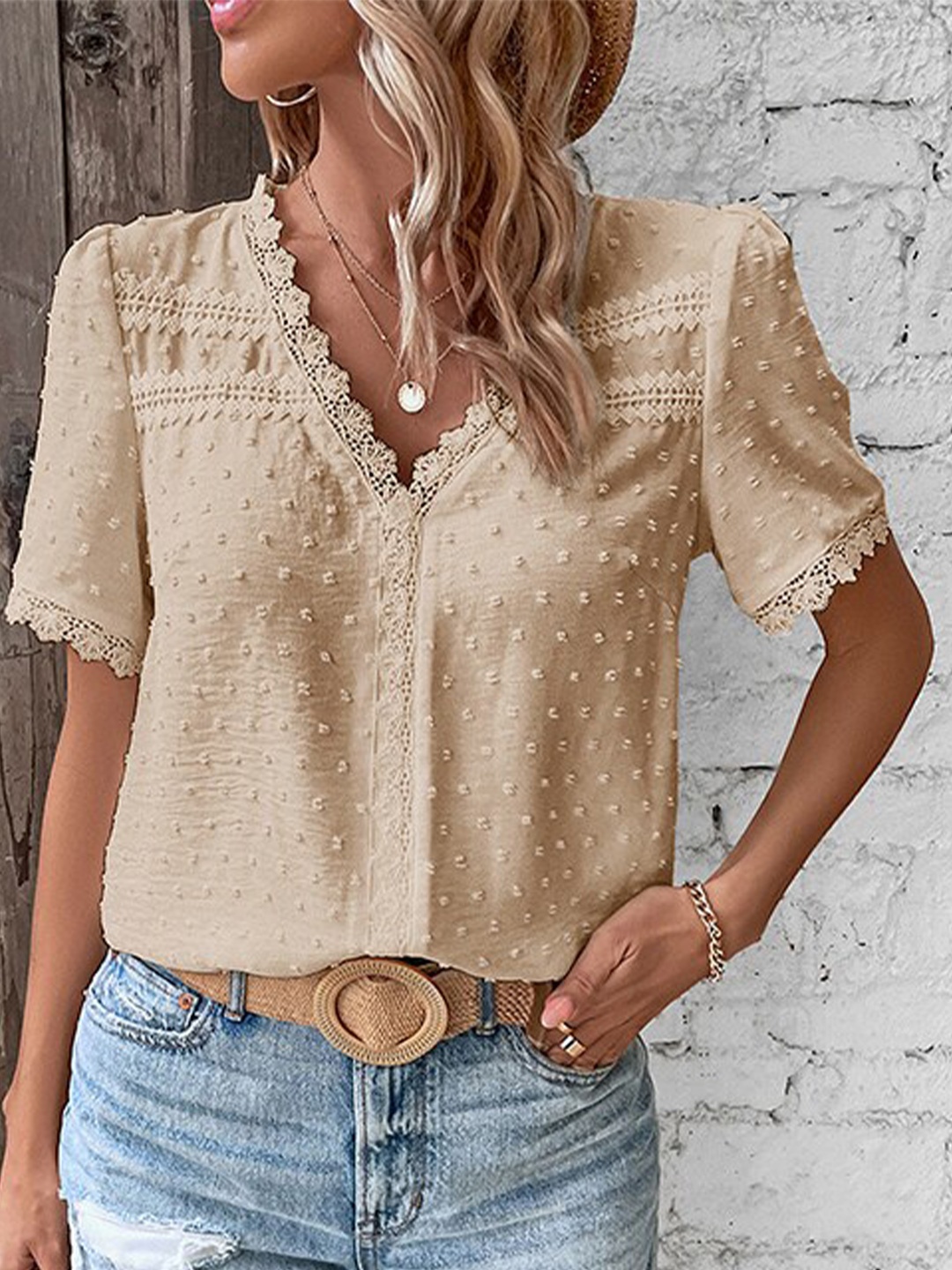 

StyleCast Self Design Dobby Top, Beige