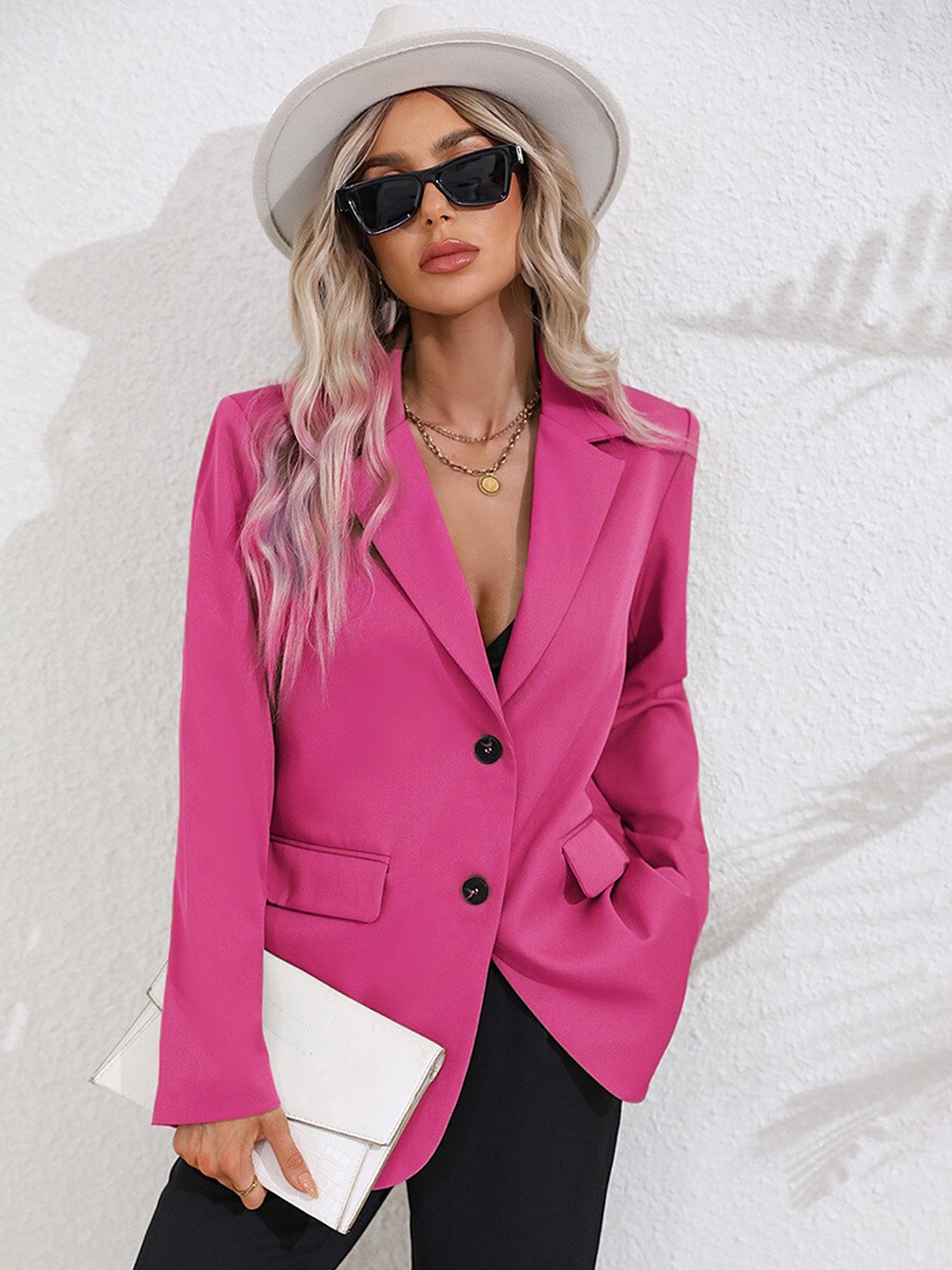 

StyleCast Pink Notched Lapel Single Breasted Blazer