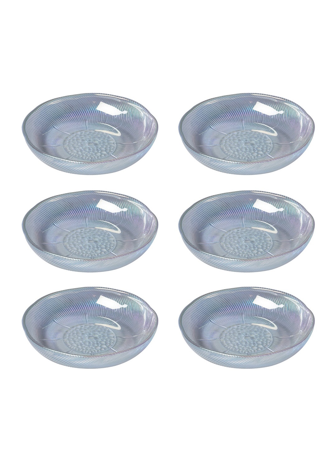 

ceradeco White 6 Pieces Glass Textured Serving Bowls