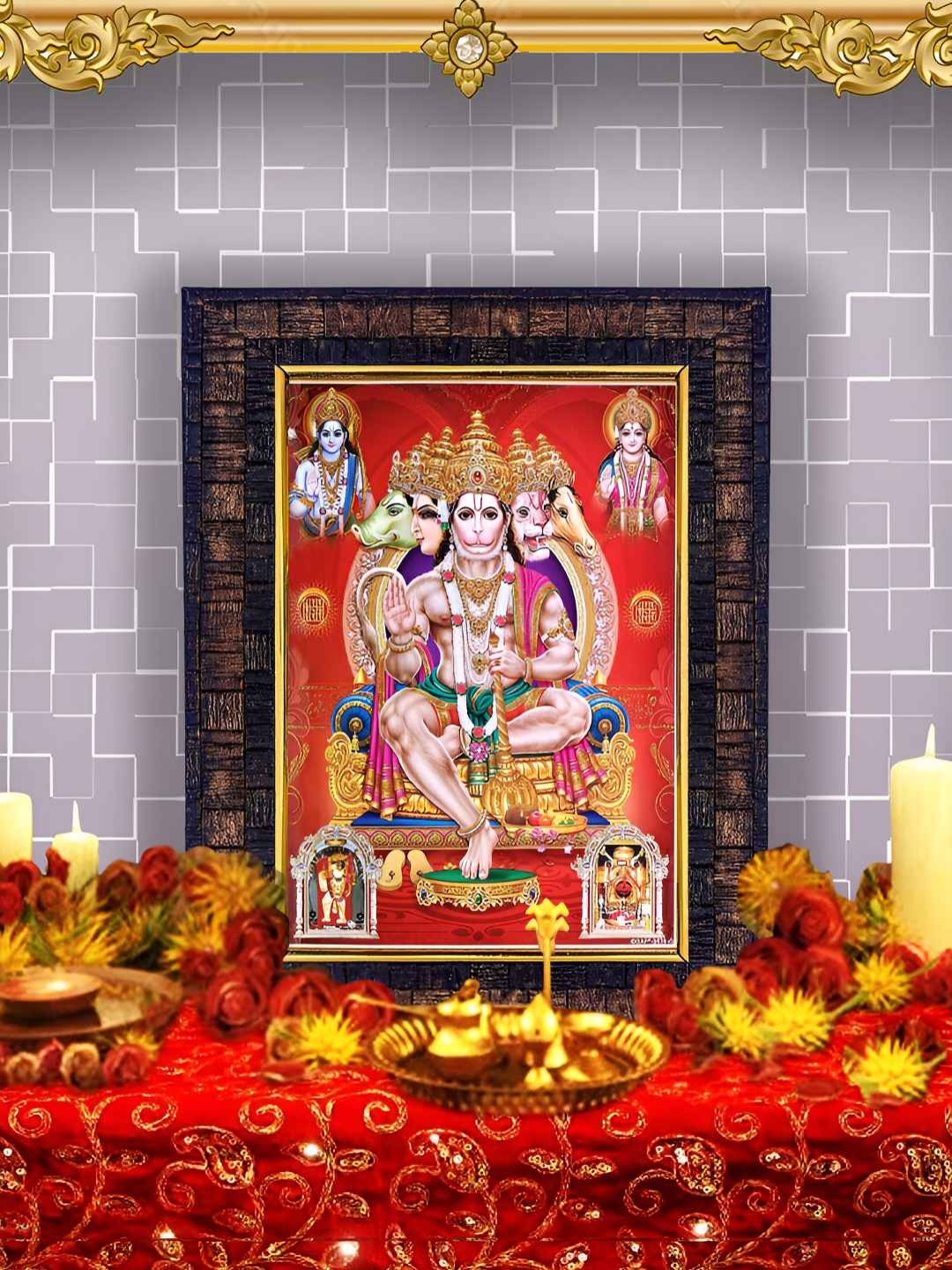 

Hawai Black & Red Panchmukhi Hanuman Wood Wall Photo Frames