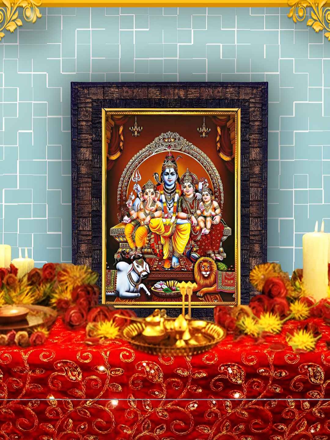 

Hawai Black & Brown Shiva Parivar Wooden Wall Photo Frame