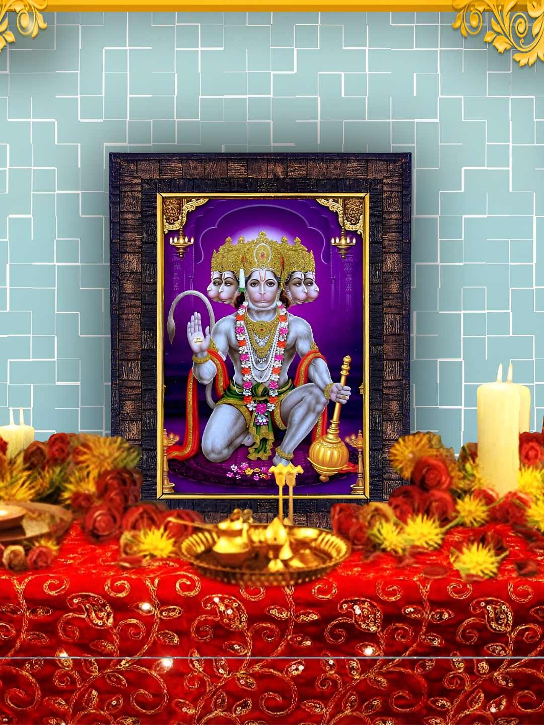 

Hawai Black & Purple Panchmukhi Hanuman Wooden Wall Photo Frame