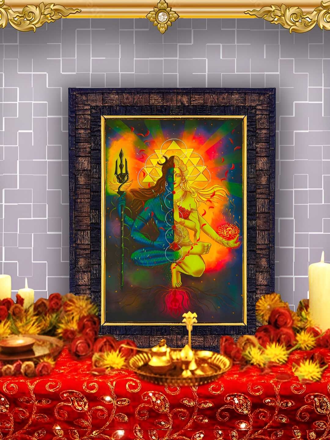 

Hawai Black & Gold Toned Lord Shiva Mata Parvati Wooden Wall Photo Frame