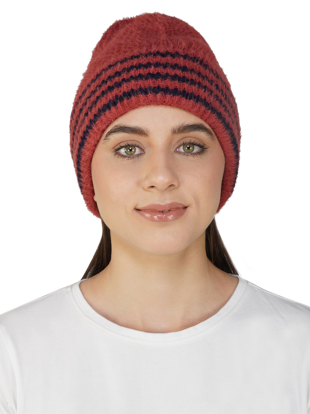 

iSWEVEN Unisex Self Design Woollen Beanie, Red
