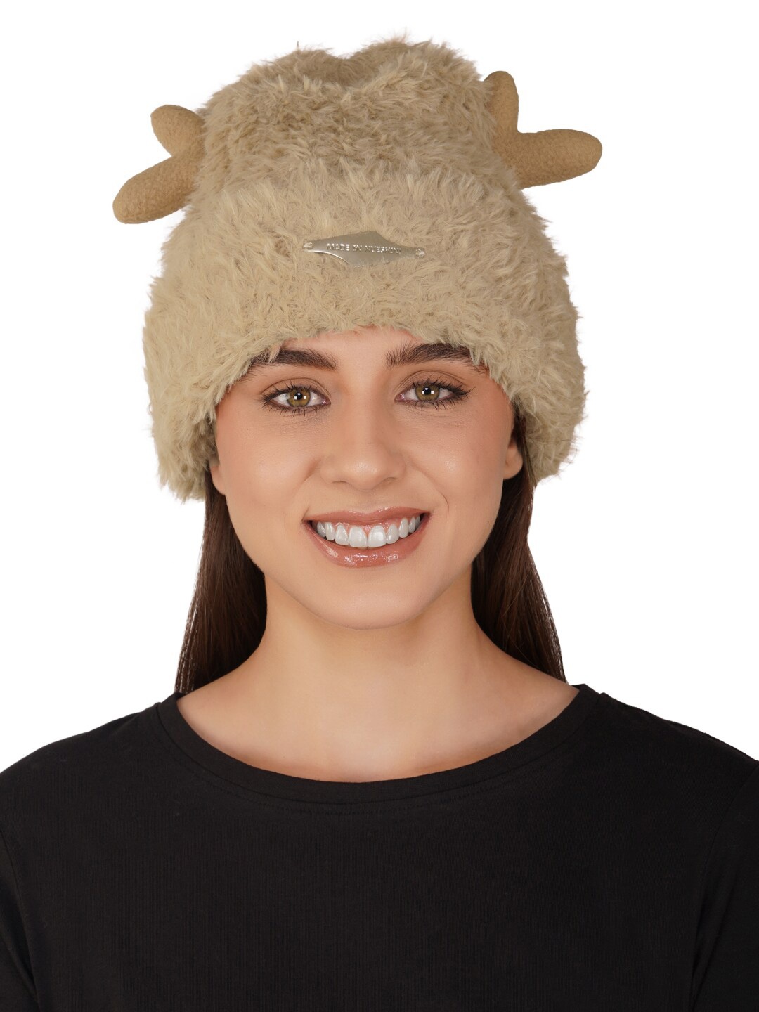 

iSWEVEN Unisex Self Design Woollen Beanie, Brown