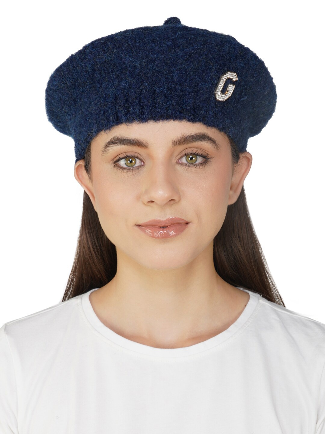 

iSWEVEN Unisex Self Design Woollen Beanie, Blue