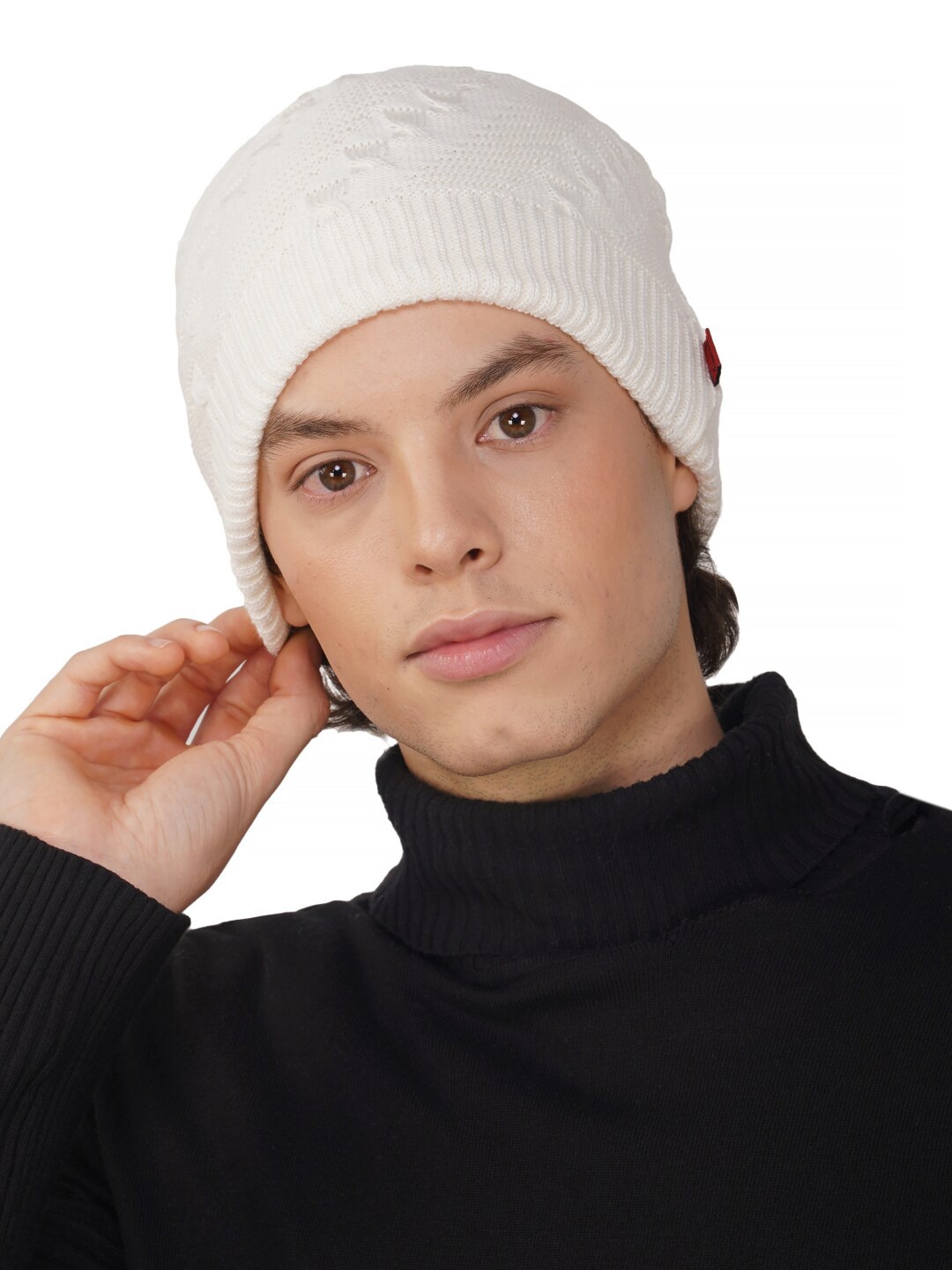 

iSWEVEN Unisex Self Designed Woollen Beanie, White