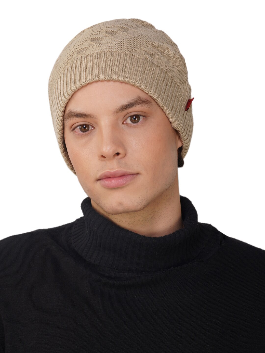 

iSWEVEN Unisex Self Designed Woollen Beanie, Beige