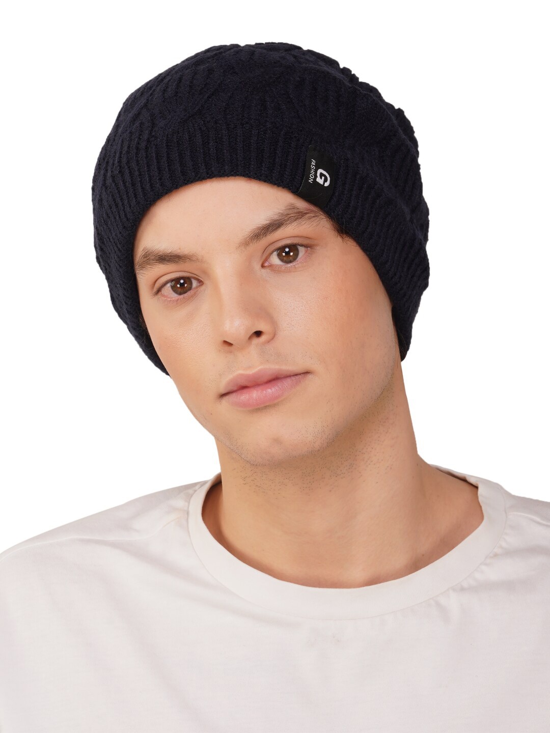 

iSWEVEN Unisex Self Designed Woollen Beanie, Navy blue
