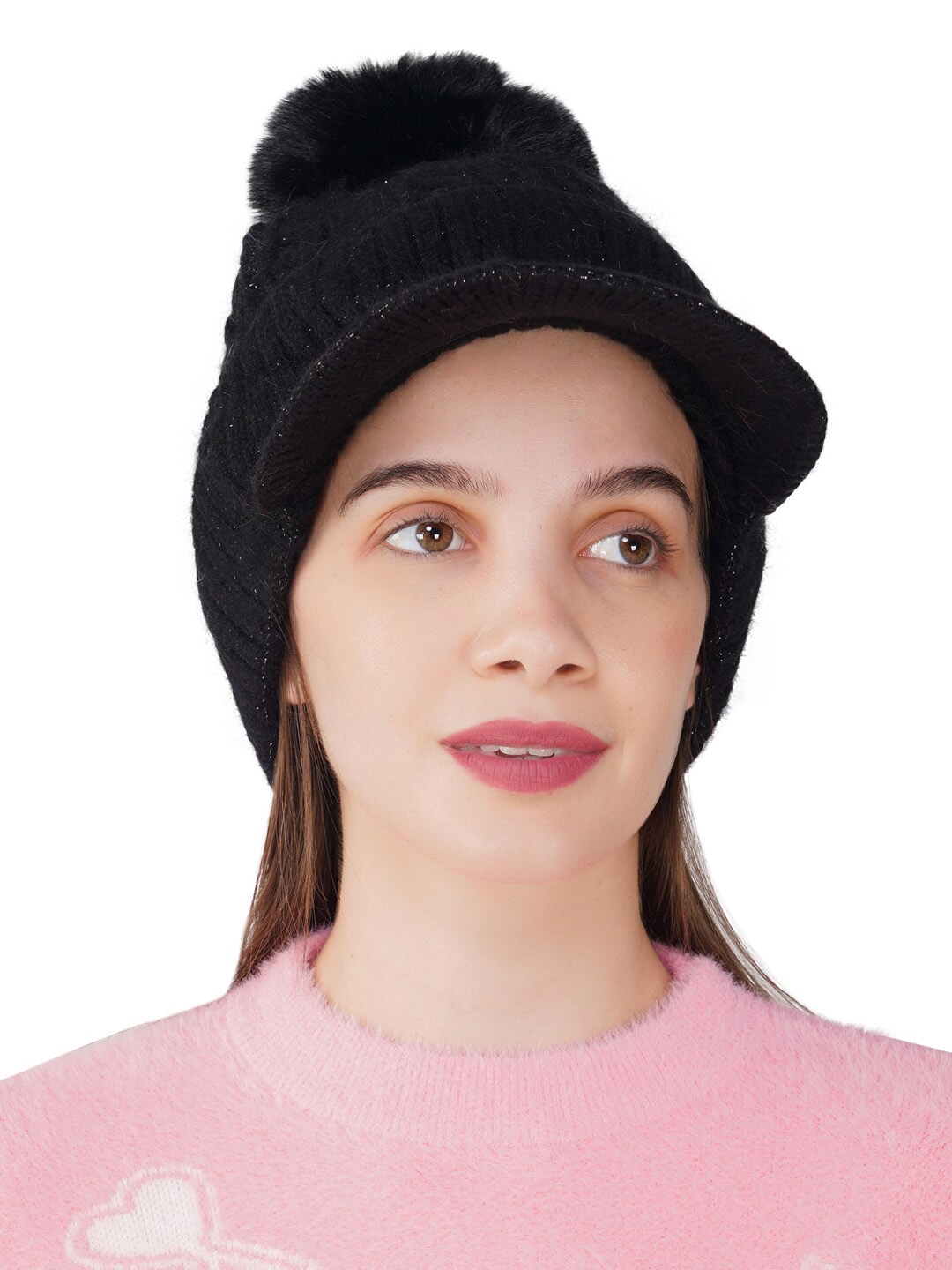 

iSWEVEN Unisex Self Designed Woollen Beanie, Black