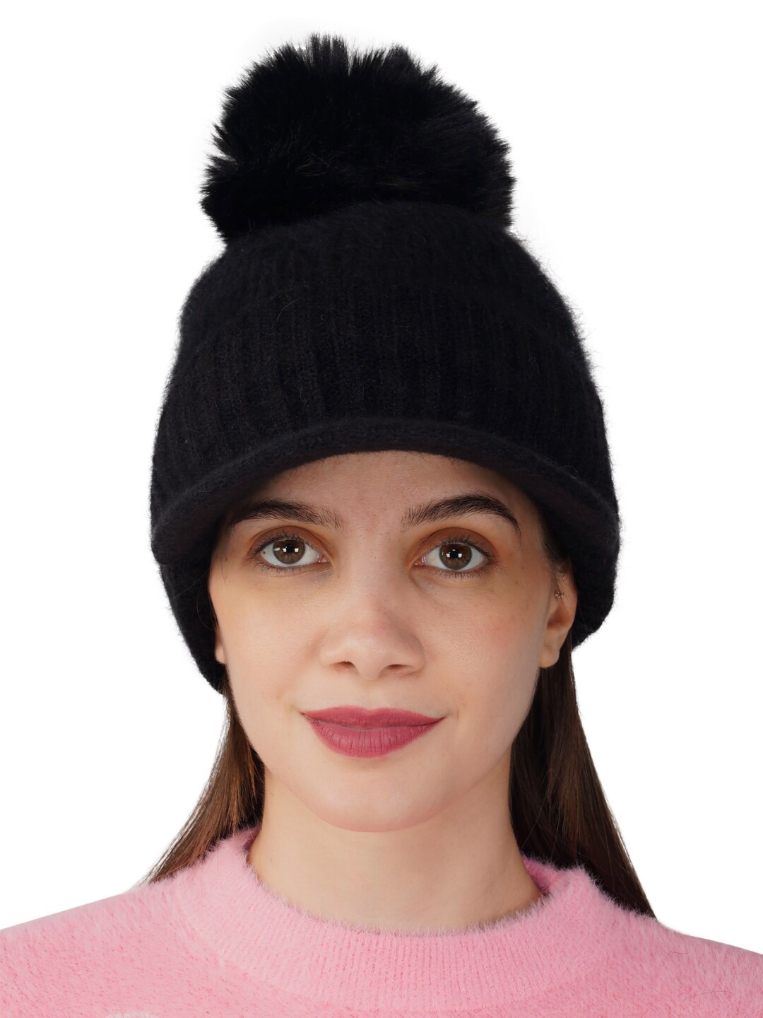 

iSWEVEN Ribbed Woolen Beanie Cap, Black