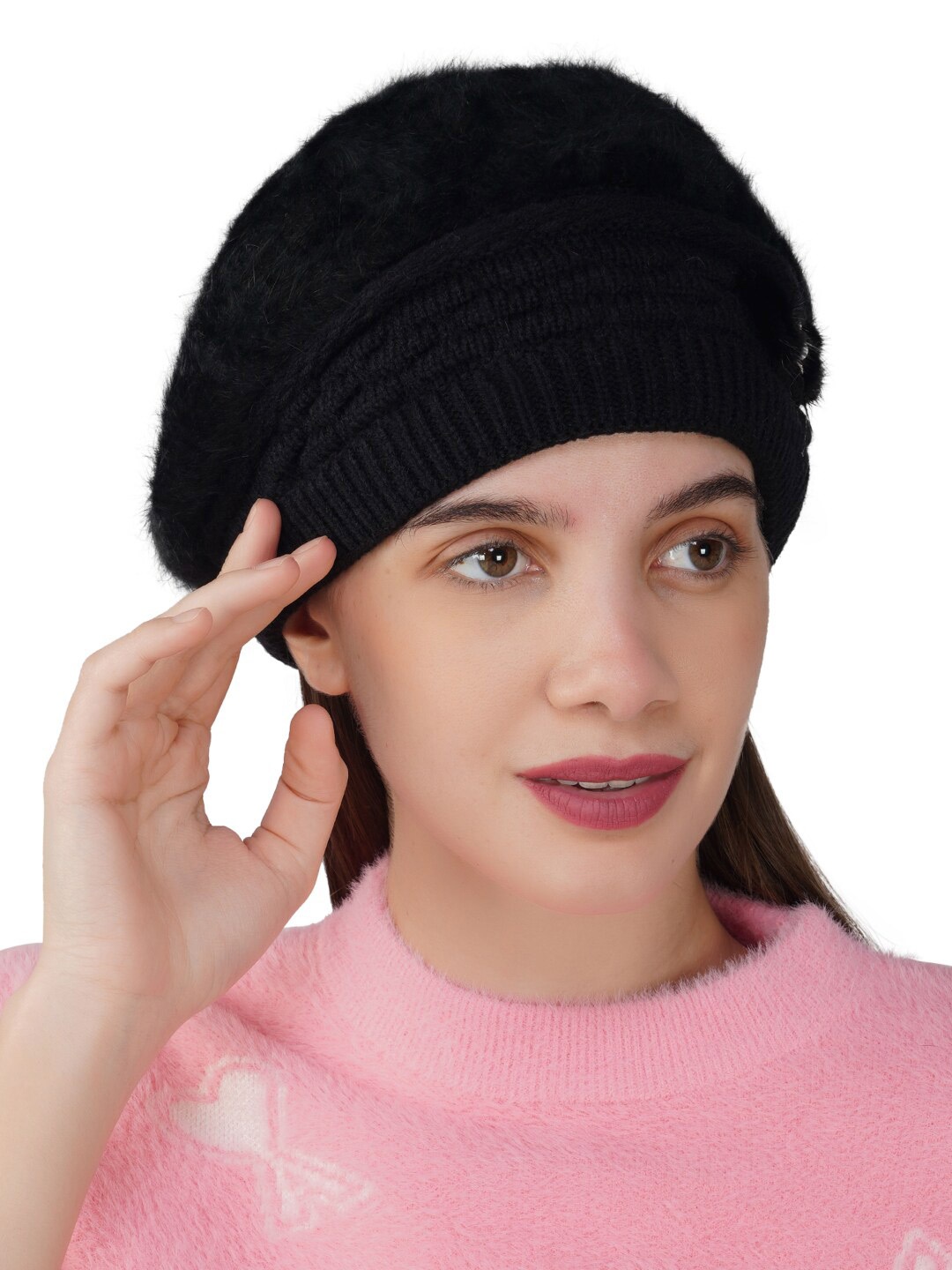 

iSWEVEN Woolen Slouchy Beanie Cap, Black