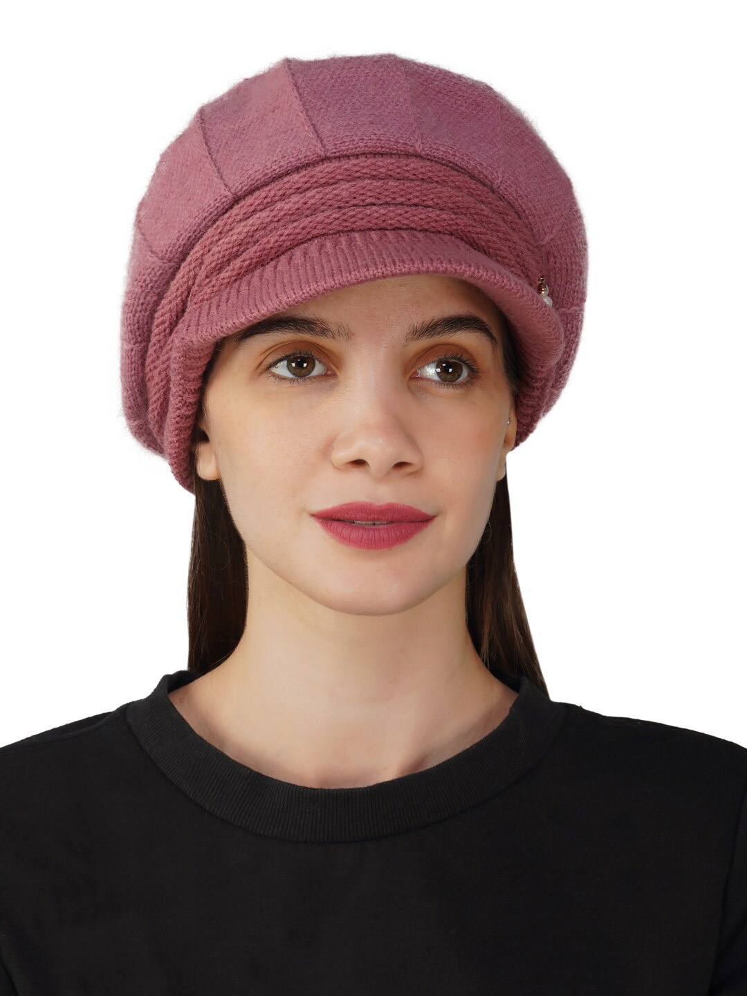 

iSWEVEN Self Design Woolen Ascot Cap, Pink