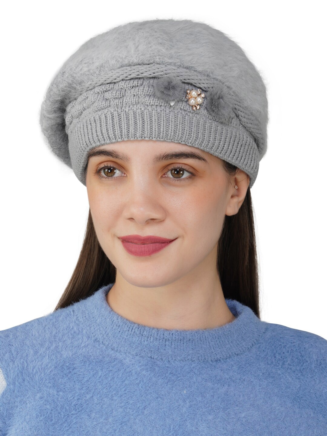 

iSWEVEN Self Design Woolen Slouchy Beanie Cap, Grey