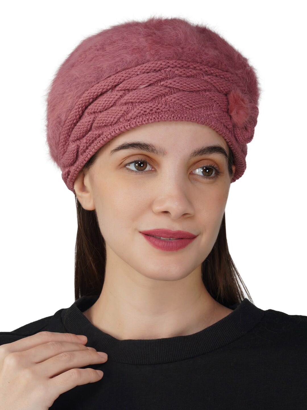 

iSWEVEN Self Design Wool Beanie, Pink