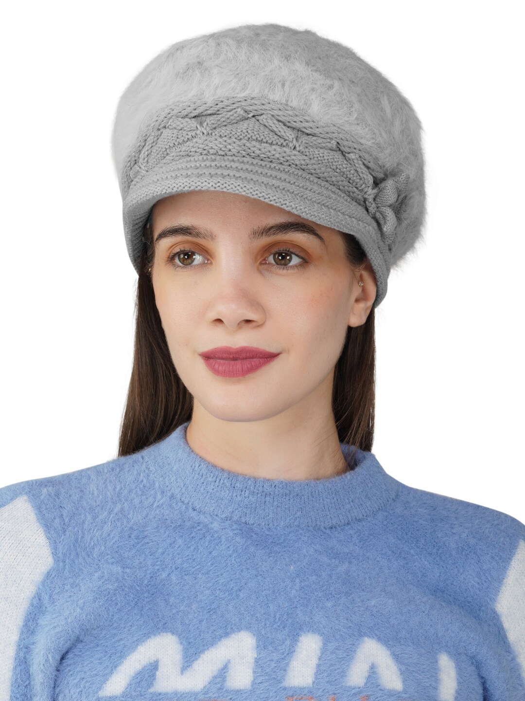 

iSWEVEN Self Design Wool Beanie, Grey