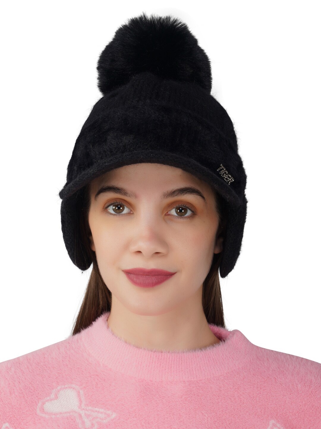 

iSWEVEN Self Design Wool Beanie, Black