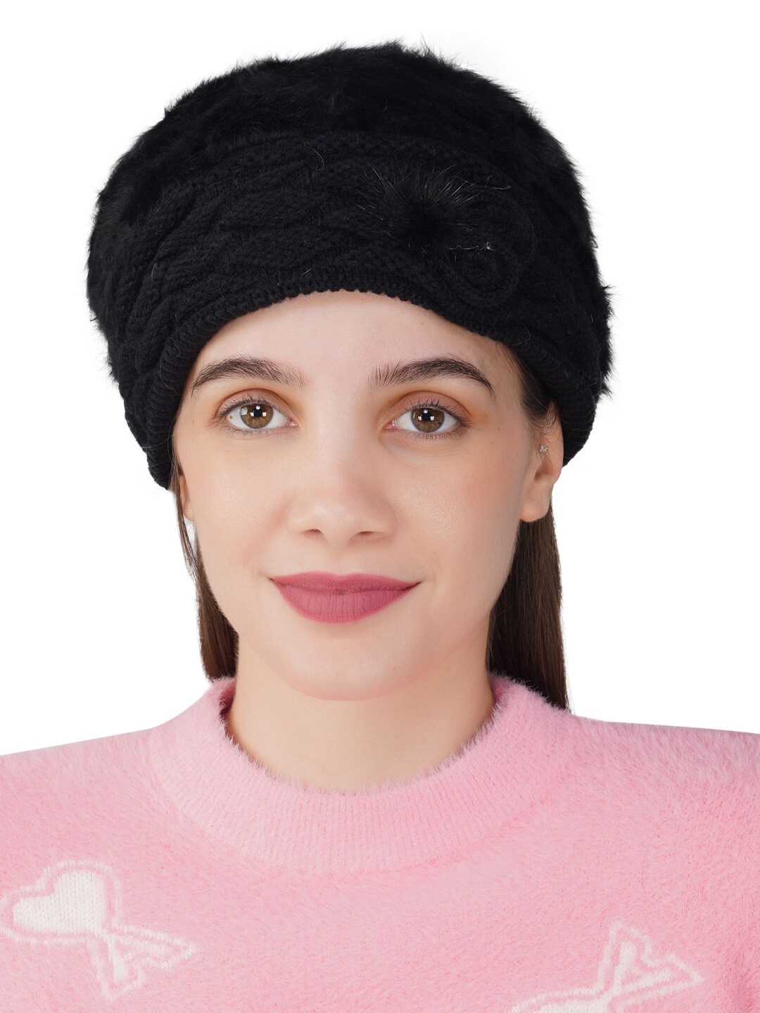 

iSWEVEN Self Design Wool Beanie, Black