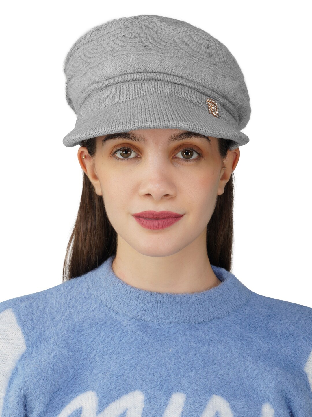 

iSWEVEN Unisex Self Design Woollen Beanie, Grey