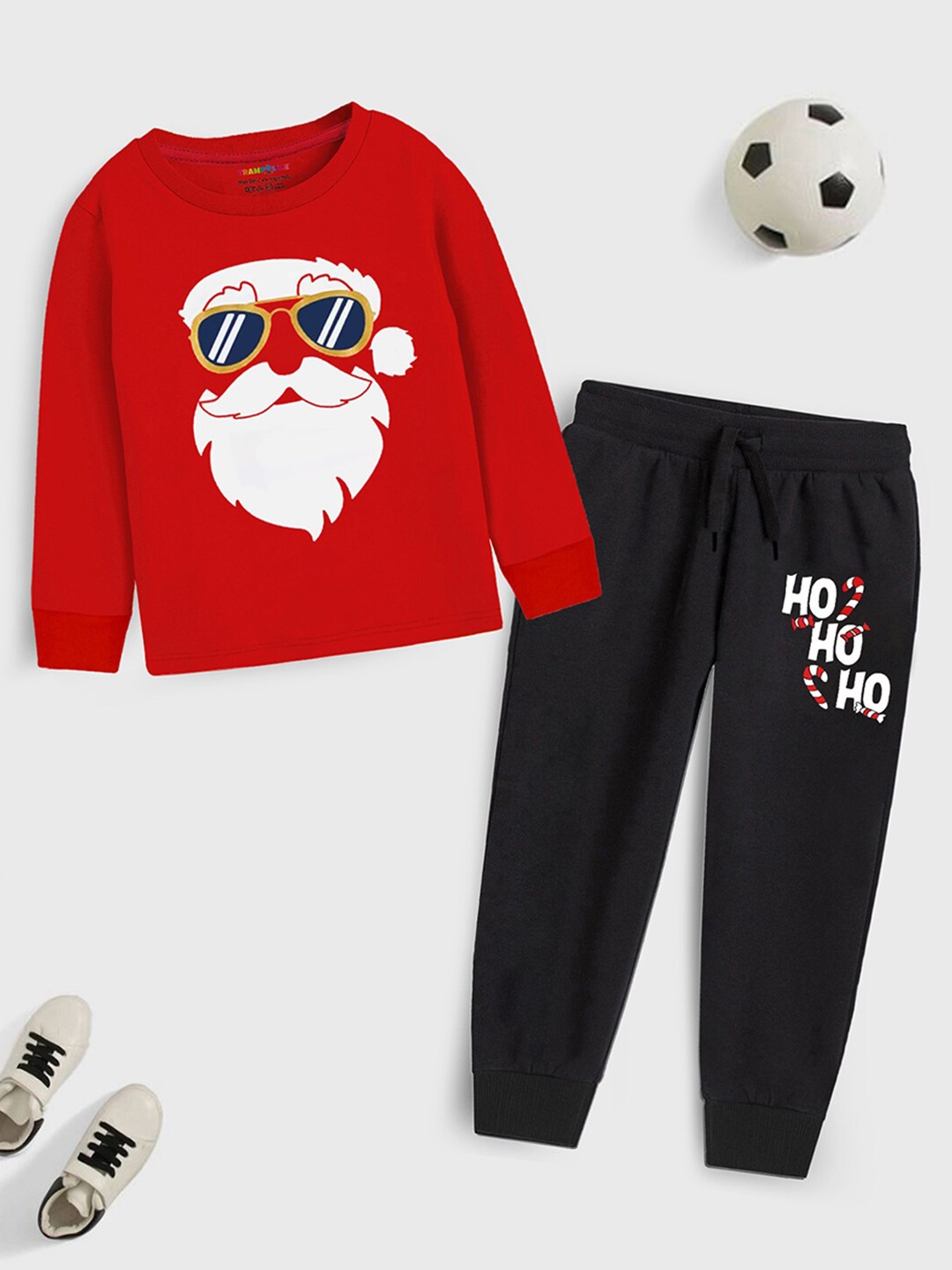 

Trampoline Kids Printed T-shirt with Trousers, Red