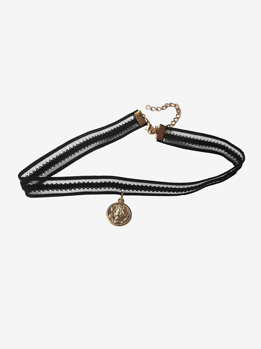 

Adwitiya Collection Brass Statement Choker Necklace, Black