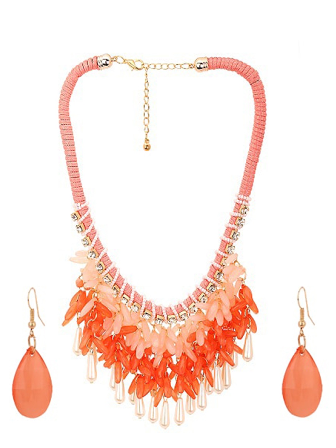 

Adwitiya Collection 24CT Gold-Plated Stone-Studded & Pearl Beaded Jewellery Set