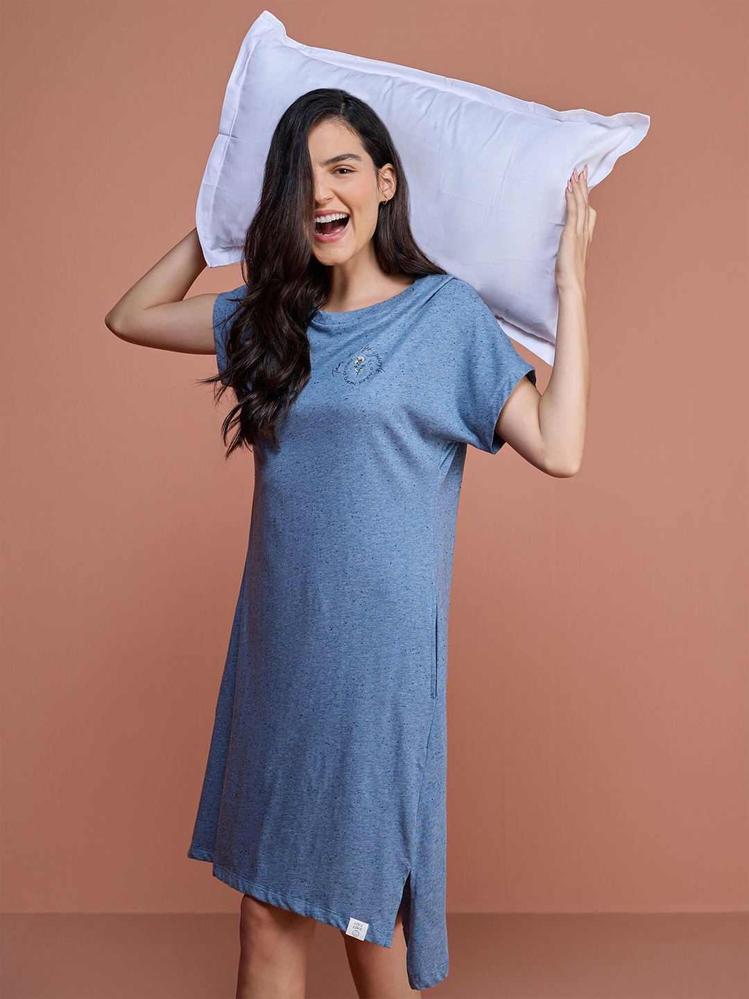 

Nykd Women Neppy T-shirt Night Dress, Blue