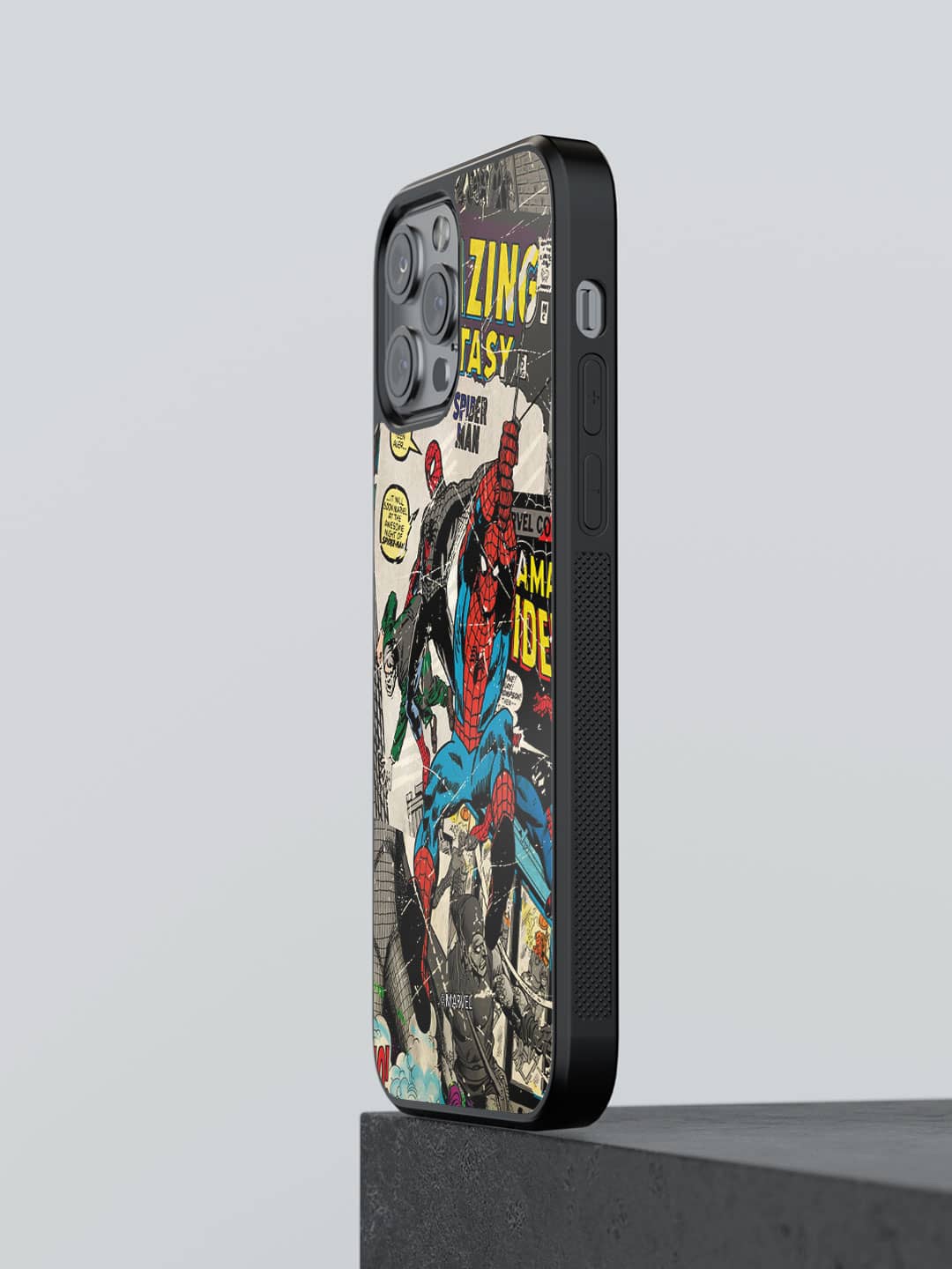 

macmerise Comic Spidey Printed iPhone 12 Pro Phone Bumper Case Cover, Grey