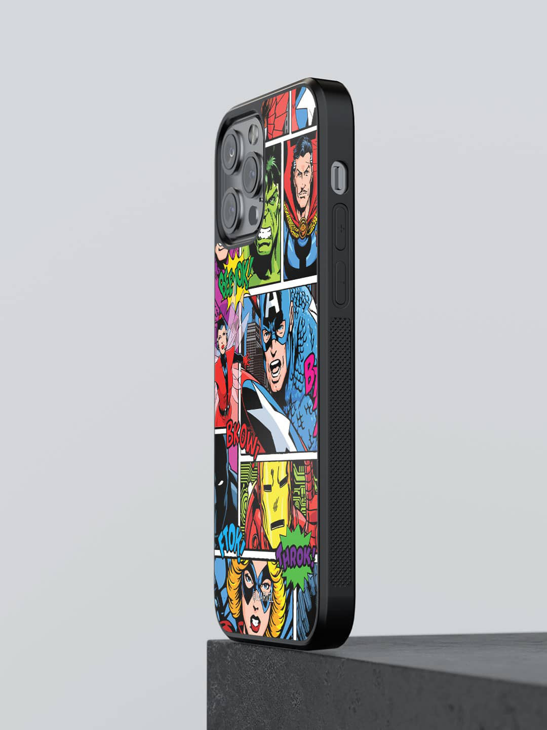 

macmerise Comic Superheroes Mashup Printed iPhone 12 Pro Bumper Case Cover, Black