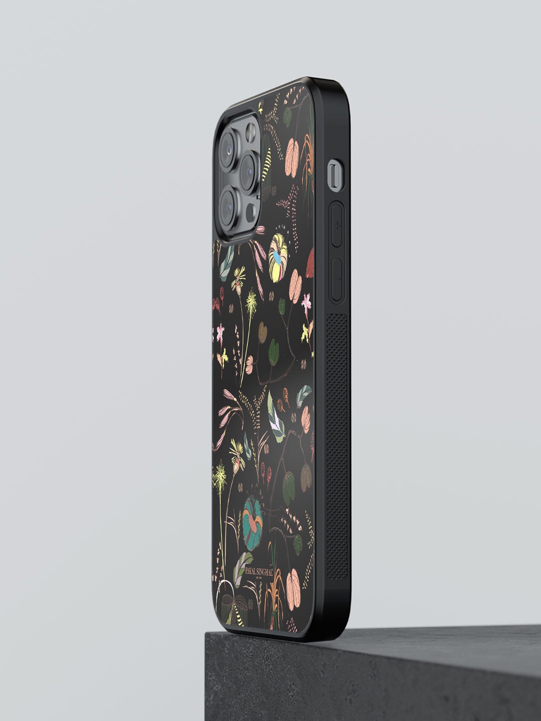 

macmerise Floral Printed iPhone 12 Pro Phone Bumper Case Cover, Black