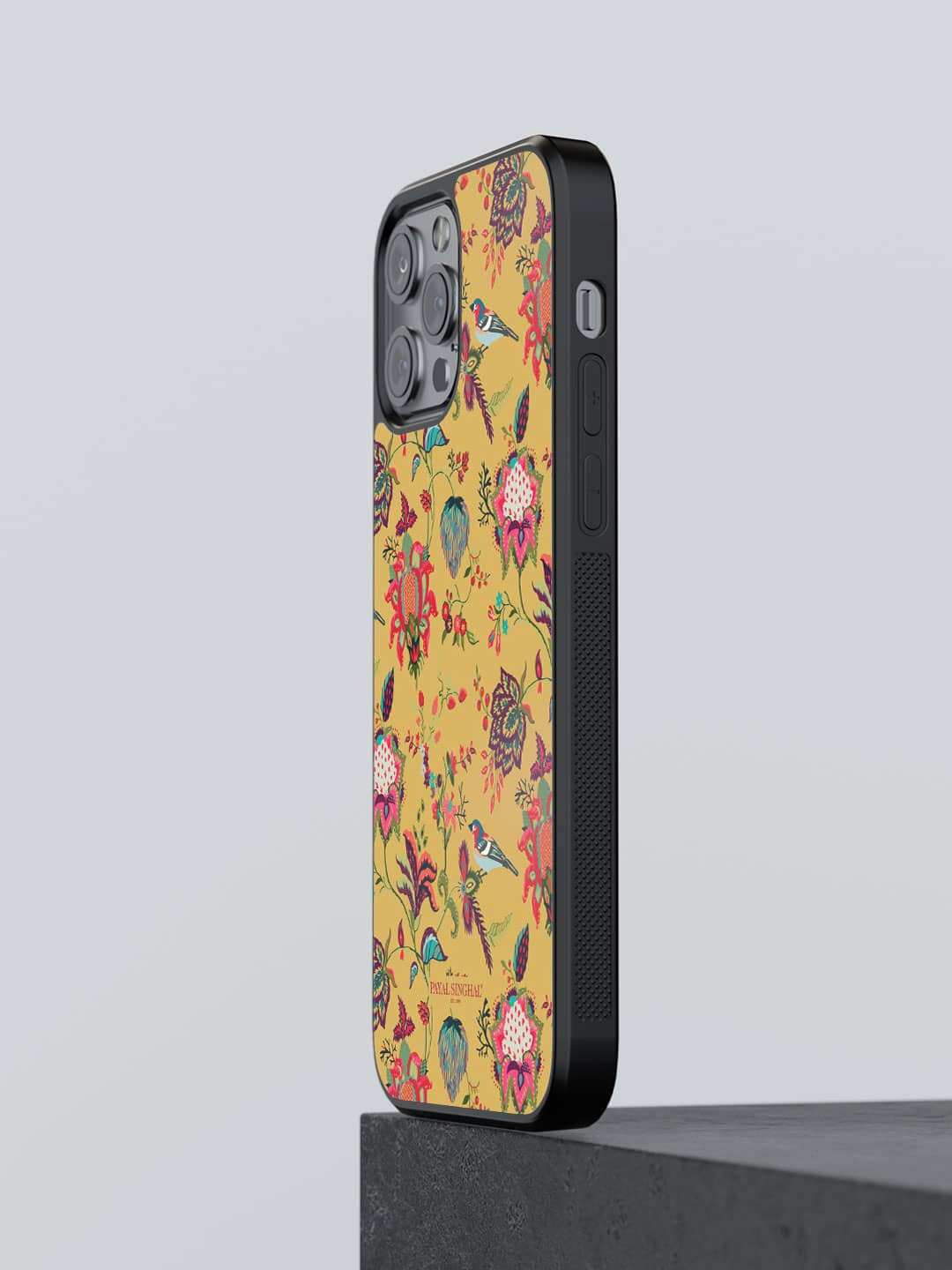 

macmerise Floral Printed iPhone 12 Pro Phone Bumper Case Cover, Mustard