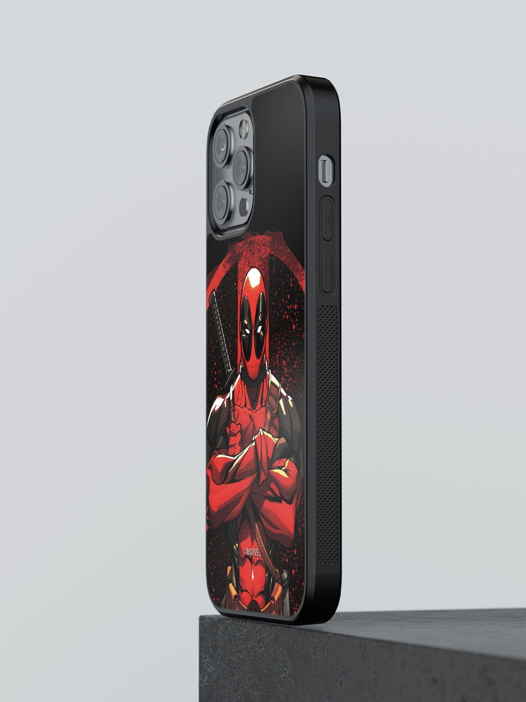 

macmerise Deadpool Stance Printed iPhone 12 Pro Phone Bumper Case Cover, Black