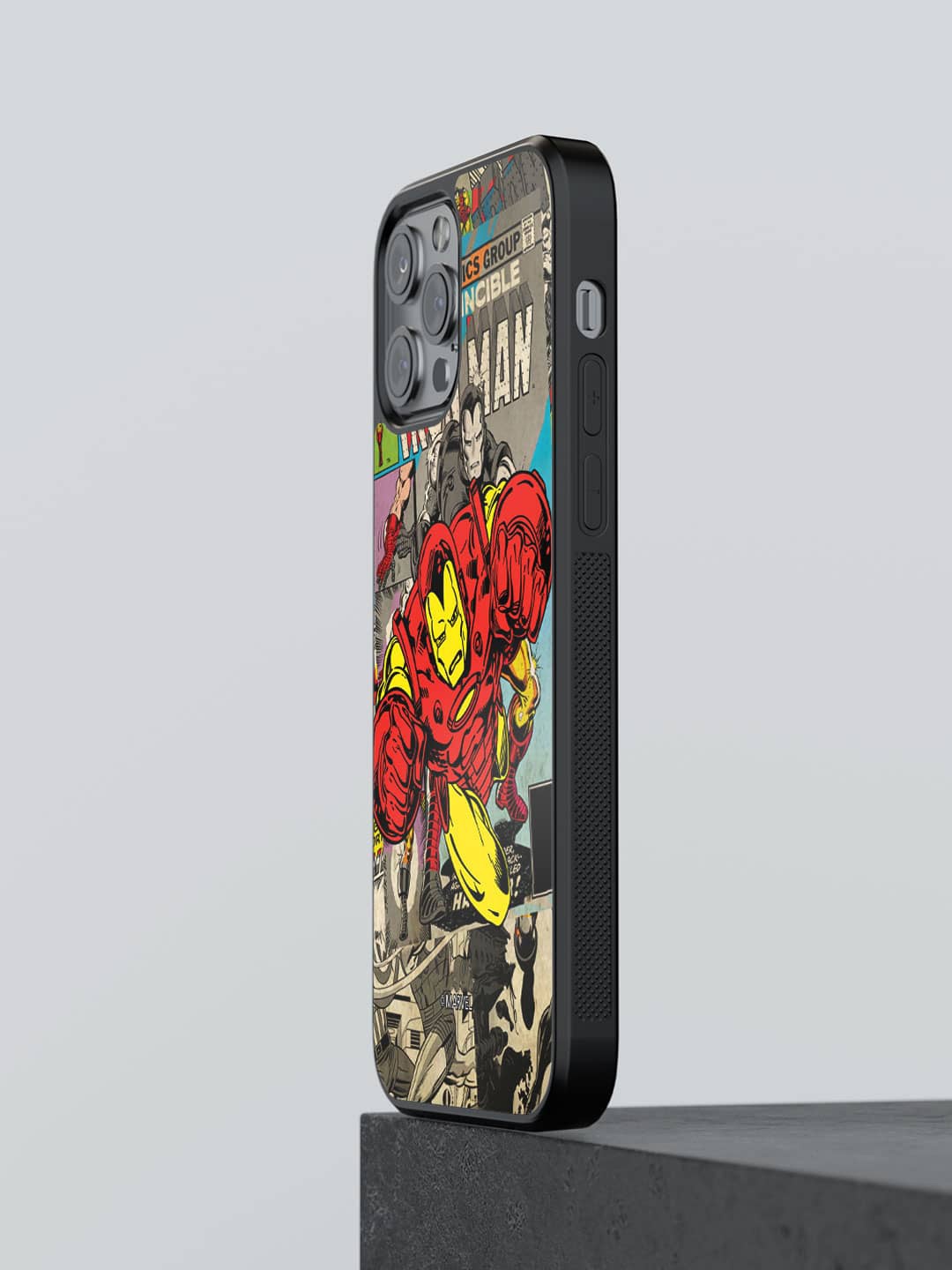 

macmerise Comic Iron Man Printed iPhone 12 Pro Phone Bumper Case Cover, Red