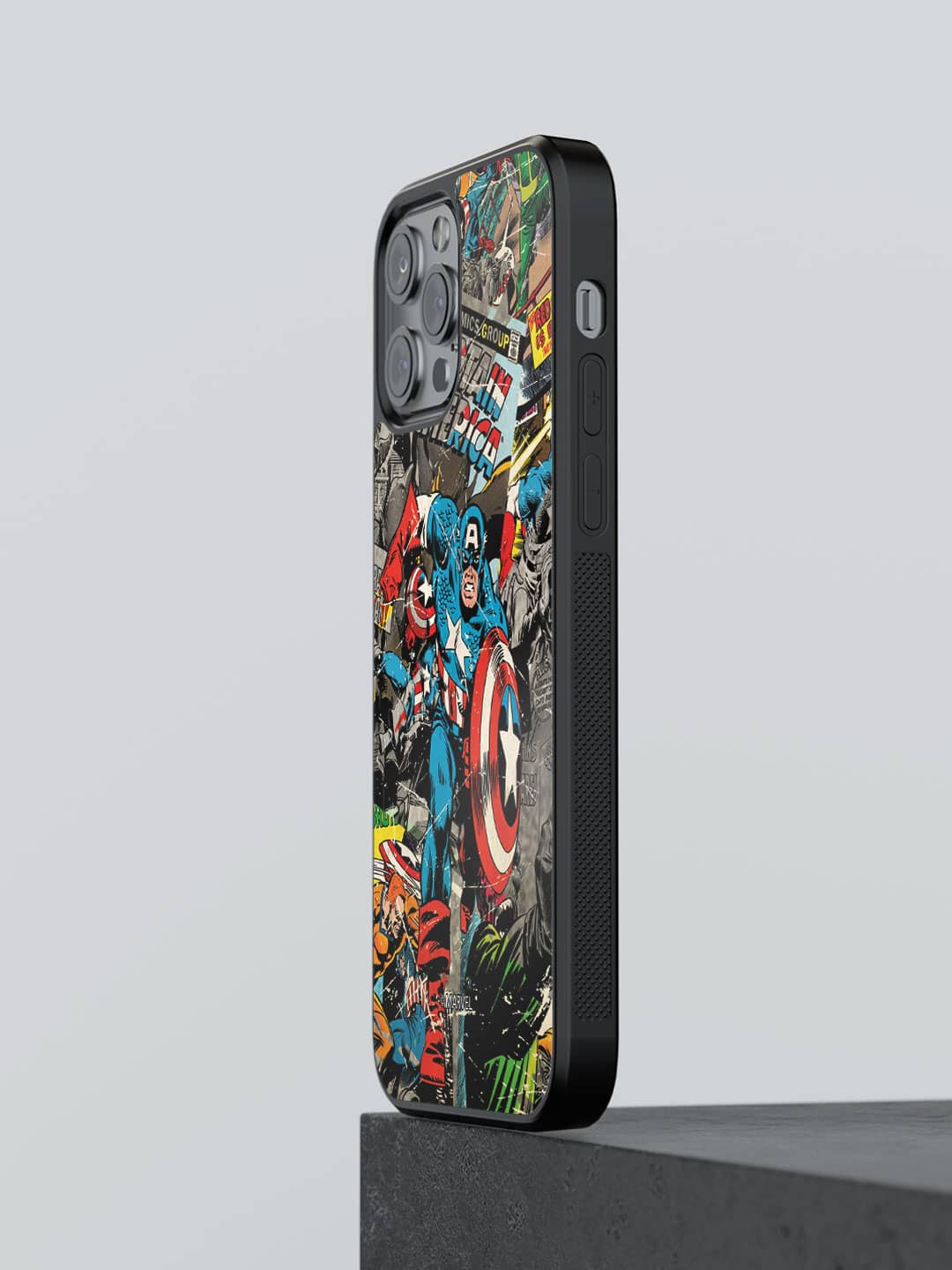 

macmerise Comic Captain America Printed iPhone 12 Pro Phone Bumper Case Cover, Blue