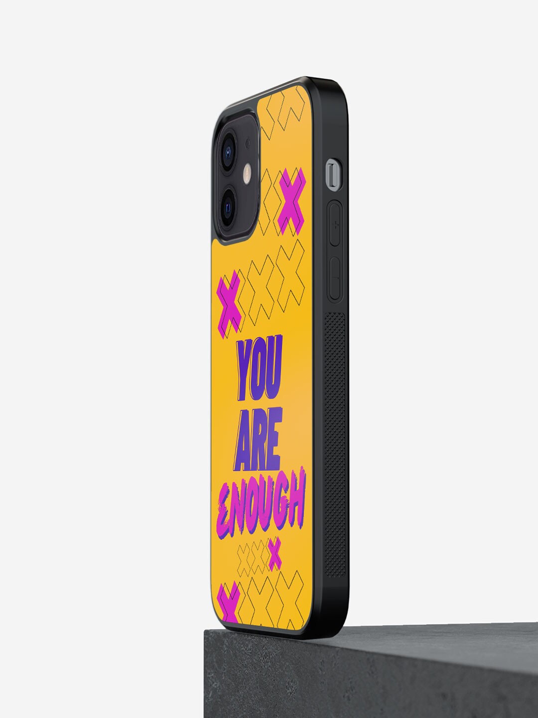 

macmerise You Are Enough Printed Glossy Finish iPhone 12 Mini Phone Bumper Case Cover, Yellow
