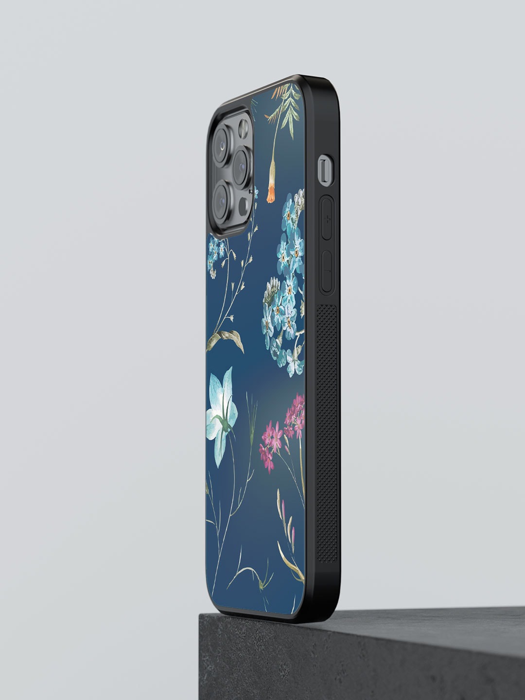 

macmerise Floral Printed iPhone 12 Pro Phone Bumper Case Cover, Blue
