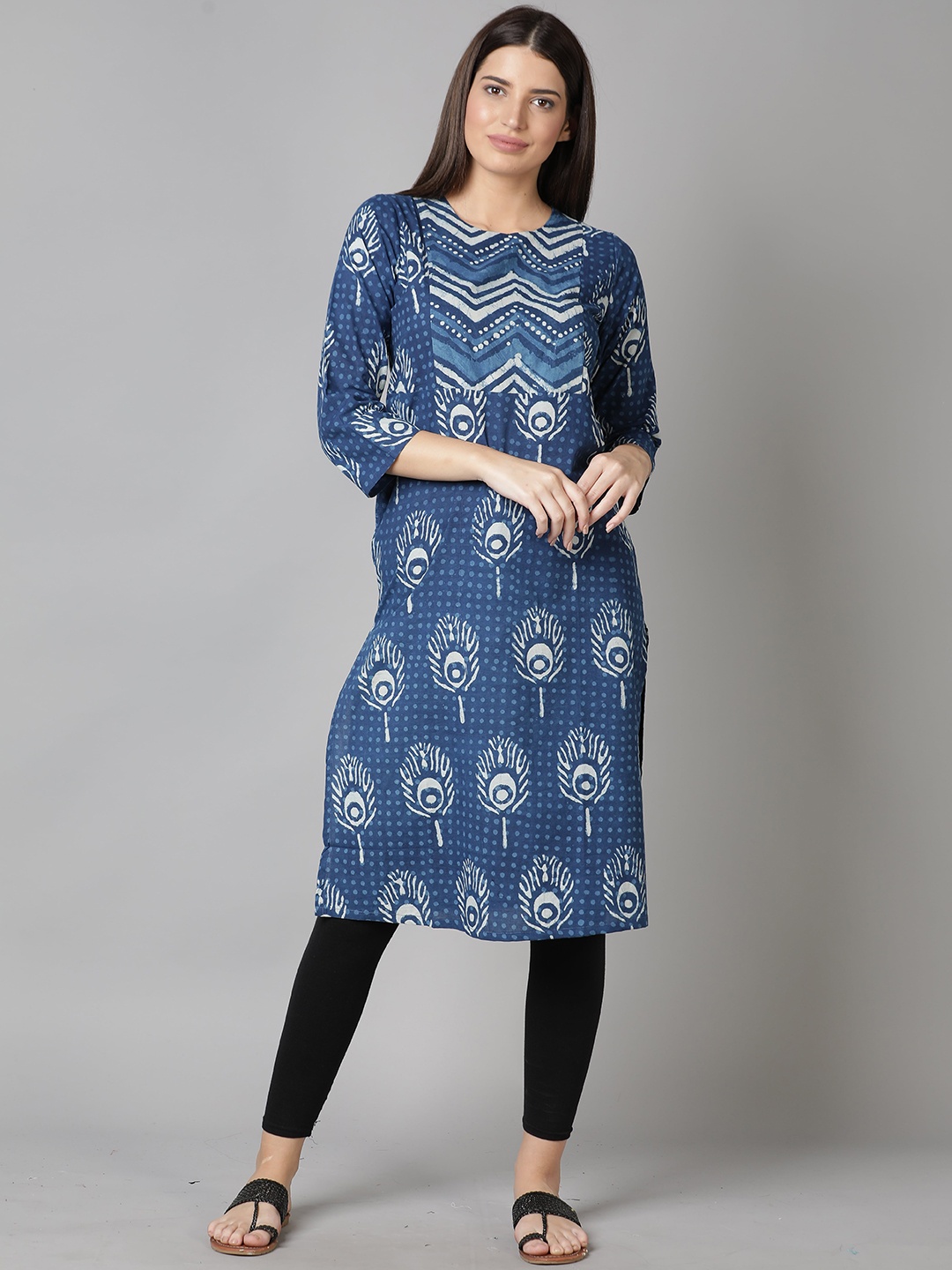 

Cot'N Soft Ethnic Motif Printed Straight Cotton Kurta, Blue