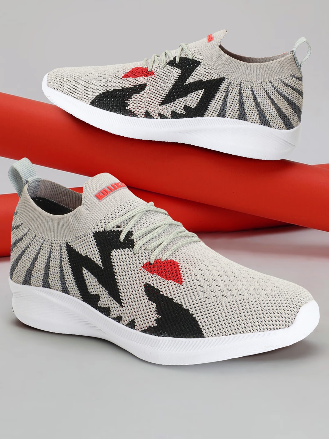 

Killer Men CAMO Printed Flyknit Slip-On Sneakers, Grey